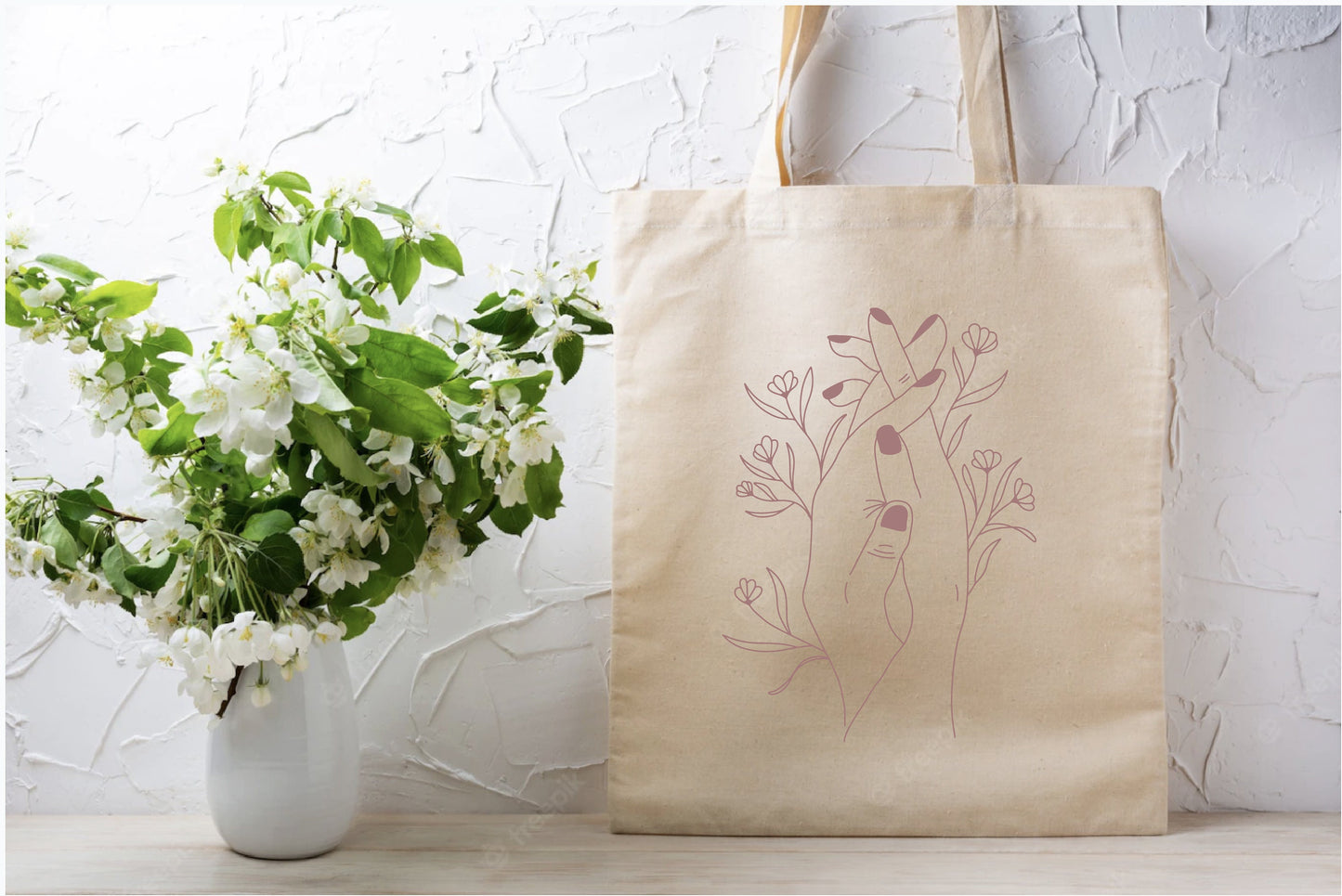 Delicate Floral Hands Tote Bag