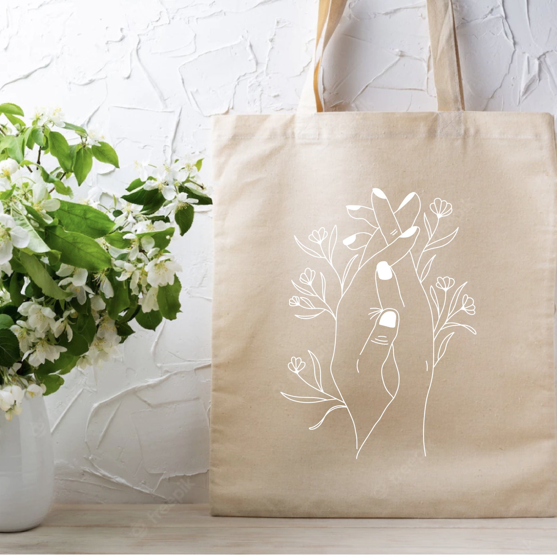 Delicate Floral Hands Tote Bag