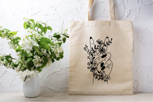 Peace Floral Tote Bag