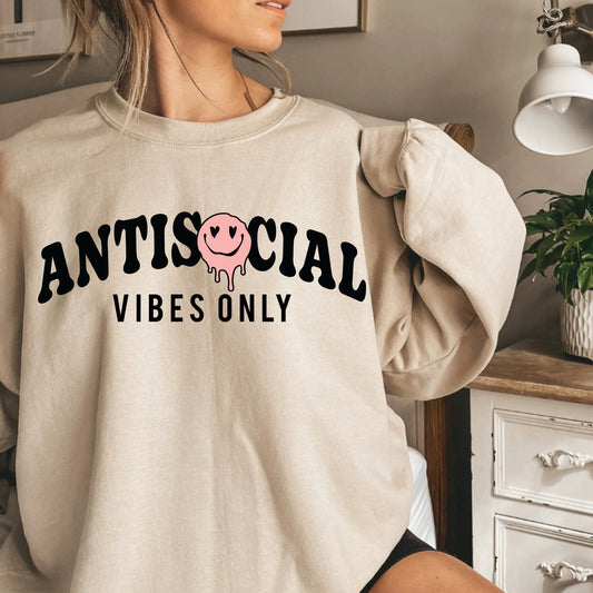 Antisocial vibes only Crewneck