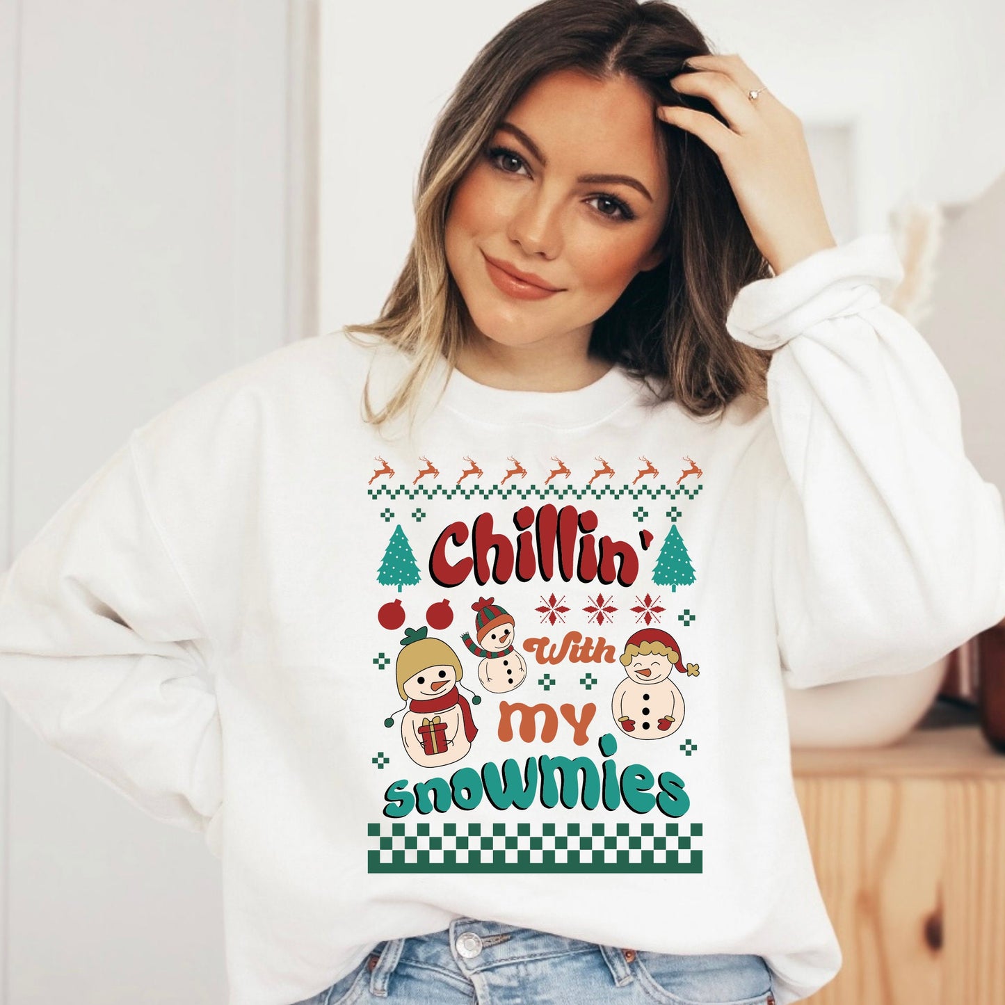 Chilling with my snomies ugly christmas sweater