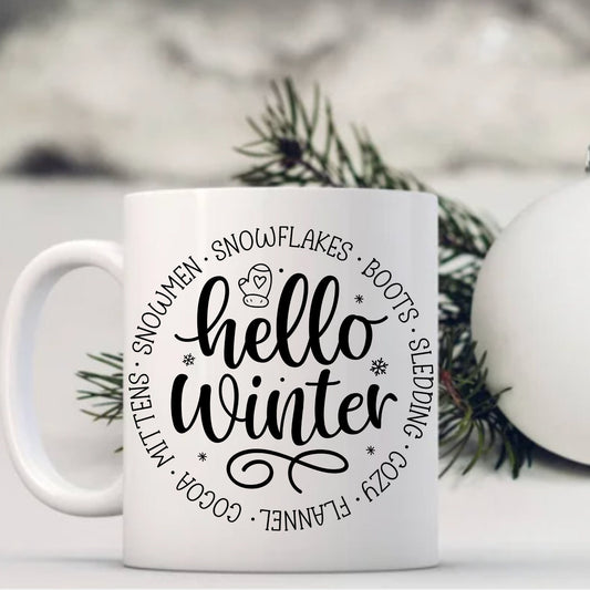 Hello Winter Christmas Mug