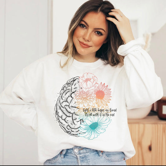 Mental Health Fight A little Longer Graphic Crewneck