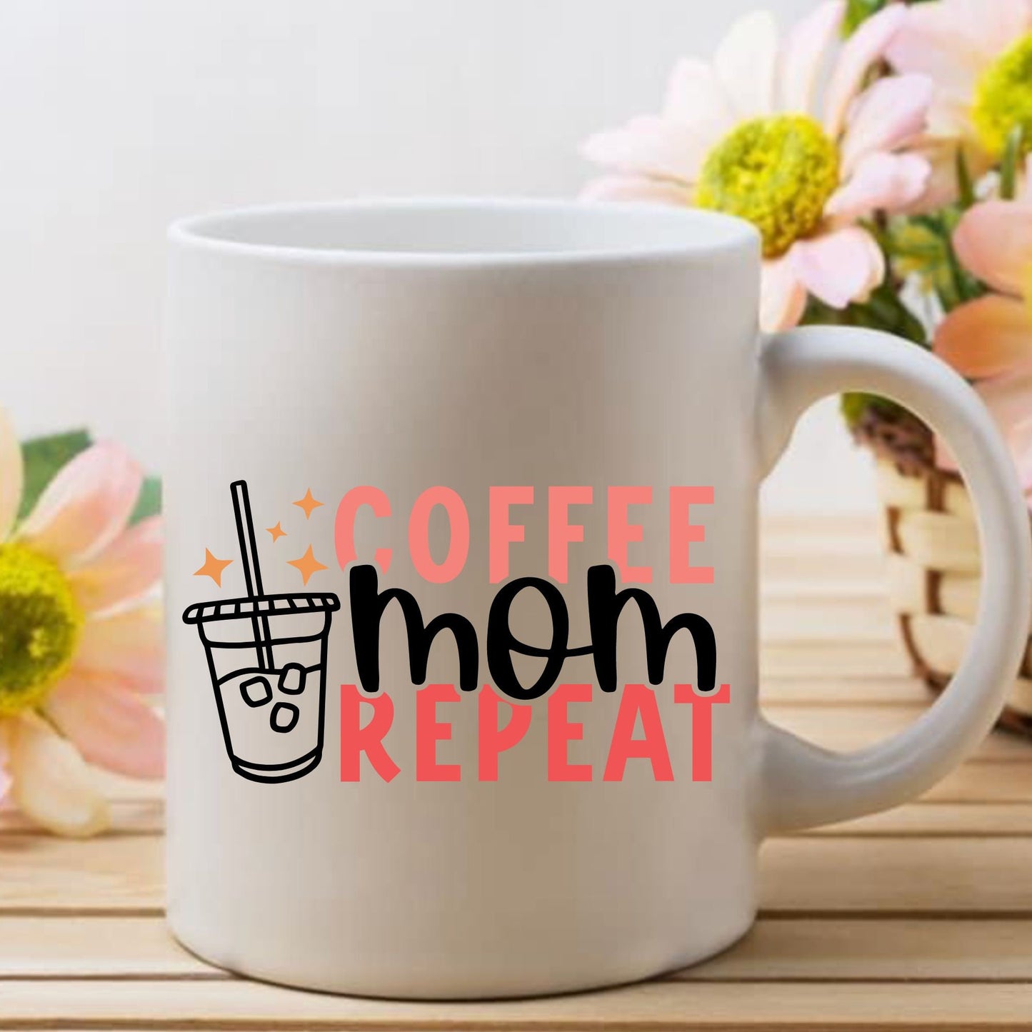 Coffee Mom Repeat Ceramic Mug